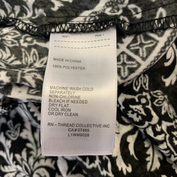 Laundry Shelli Segal Size Medium Pants Black White Floral Pleated Wide Leg Crop - Picture 6 of 7